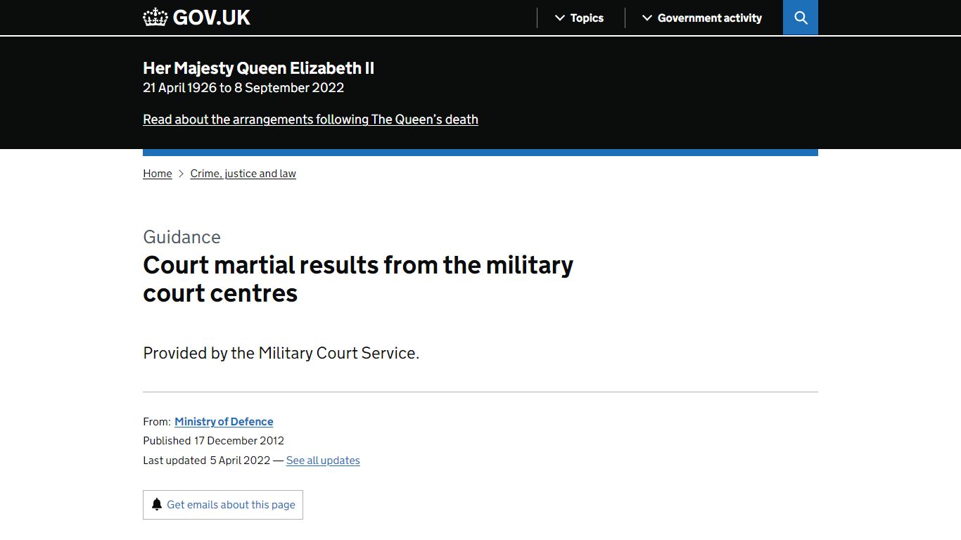 Court martial results from the military court centres - GOV.UK